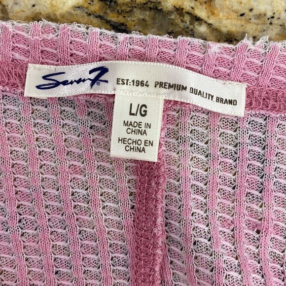 ❤️Last Chance Seven7 Pink Cotton Blend Handkerchief Hem Waffle Top size L - Picture 6 of 10